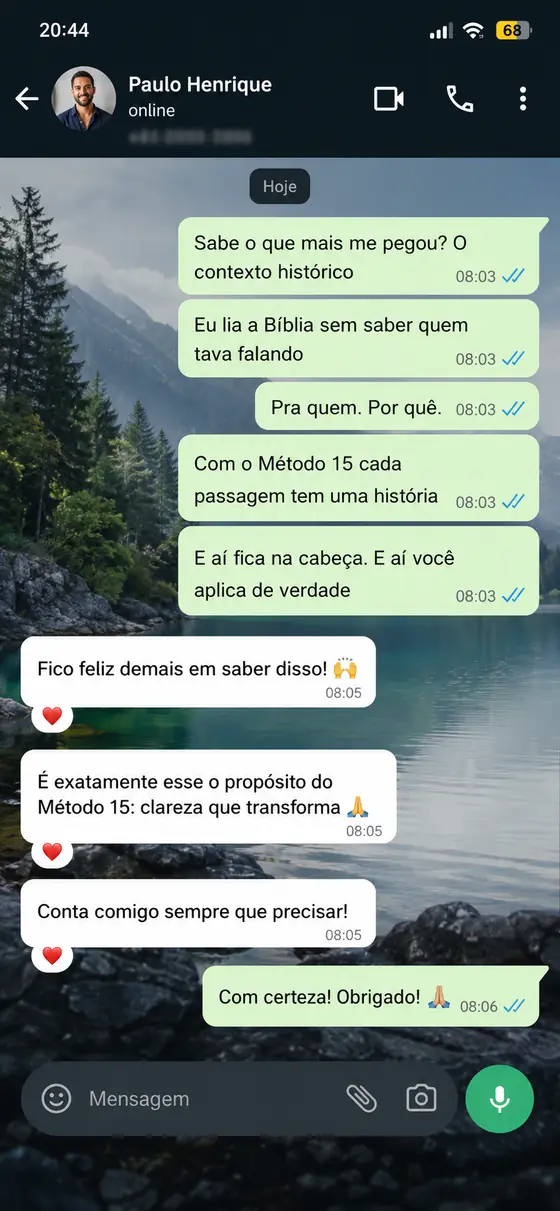 Mensagem de WhatsApp de Paulo Henrique recebendo resposta sobre clareza que transforma